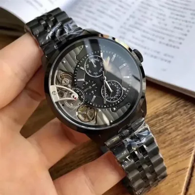 Fossil Townsman Mechanical Black Dial Black Strap Watch